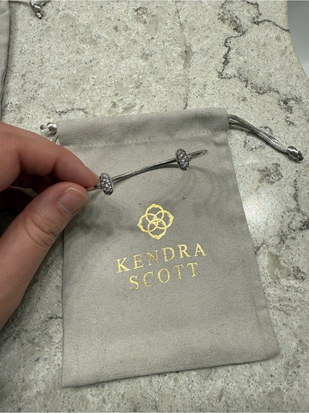 Kendra Scott Silver Open Cuff with Pave End Caps